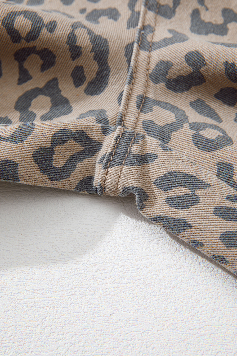 Khaki Leopard Print Drawstring Waist Pocketed Wide Leg Jeans - The Fair Lady Shop