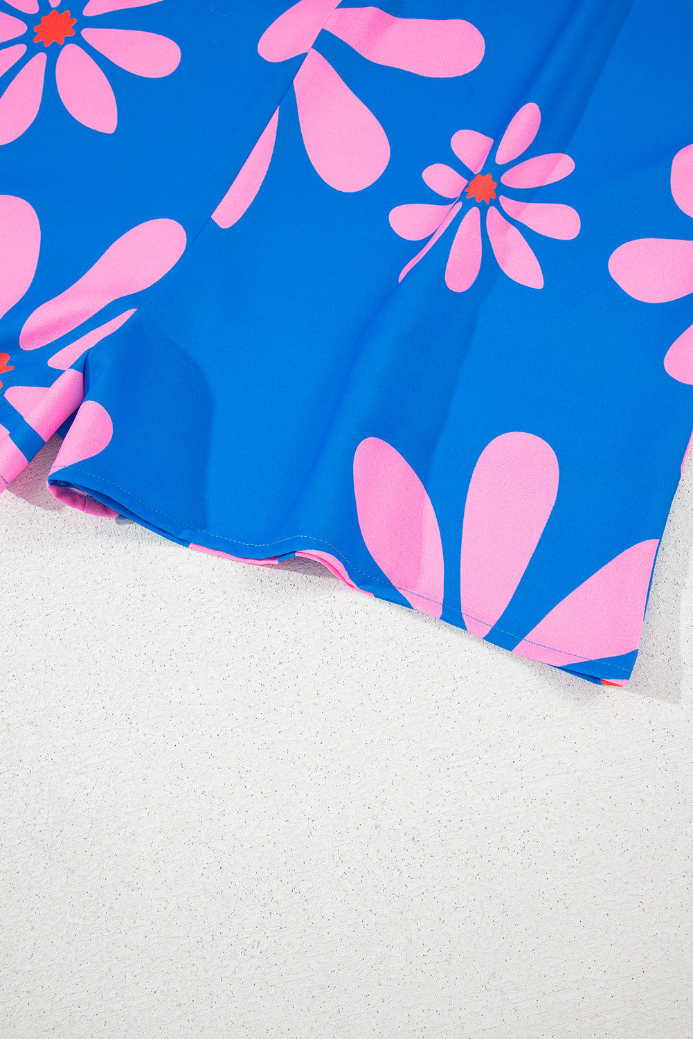 Blue Summer Flower Print Shirt Collar Loose Romper - The Fair Lady Shop