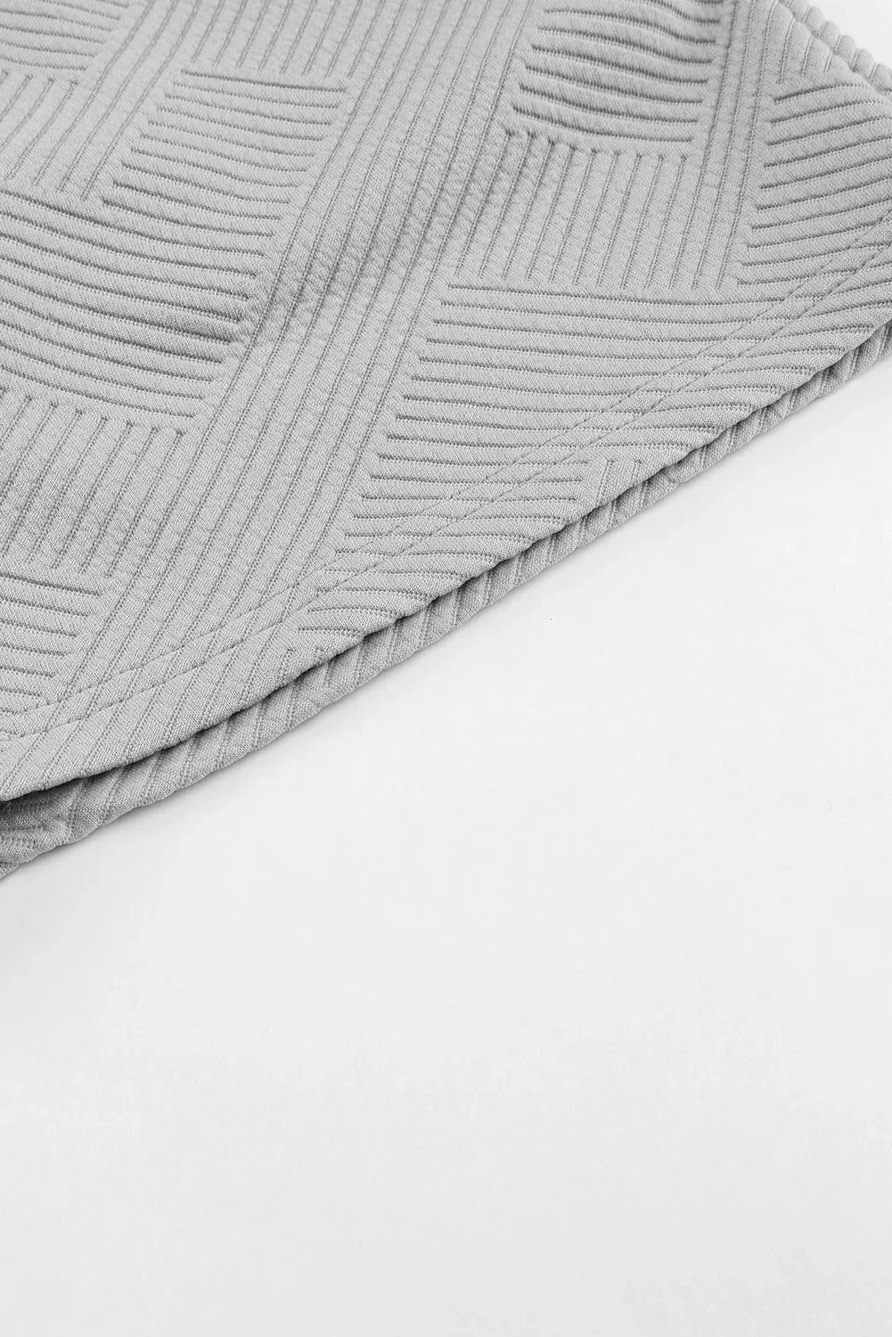 Gray Textured Long Sleeve Top & Drawstring Shorts Set - The Fair Lady Shop