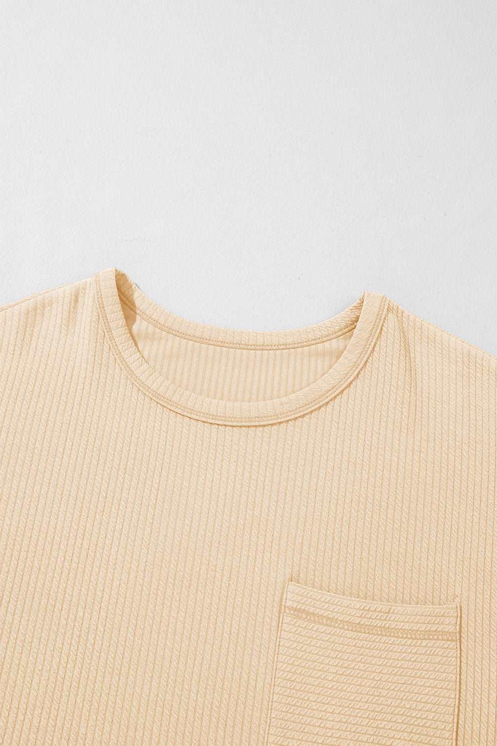 Apricot Pocketed Ribbed Long Sleeve Top - The Fair Lady Shop