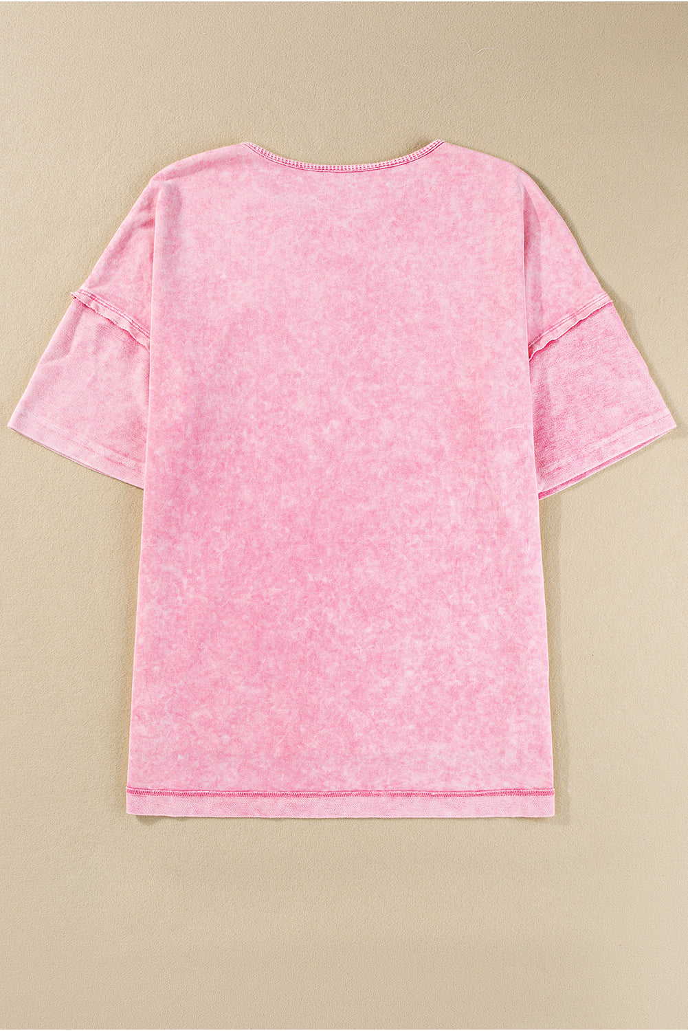 Strawberry Pink Mineral Wash Exposed Seam Drop Shoulder Oversized Tee - The Fair Lady Shop