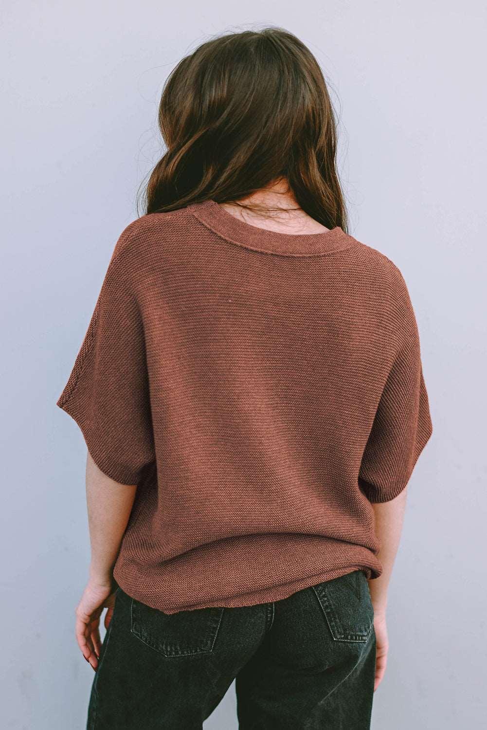 Apricot Mock Neck Short Batwing Sleeve Sweater - The Fair Lady Shop
