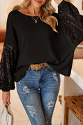 Black Cross Backless Sequin Bishop Sleeve Top - The Fair Lady Shop