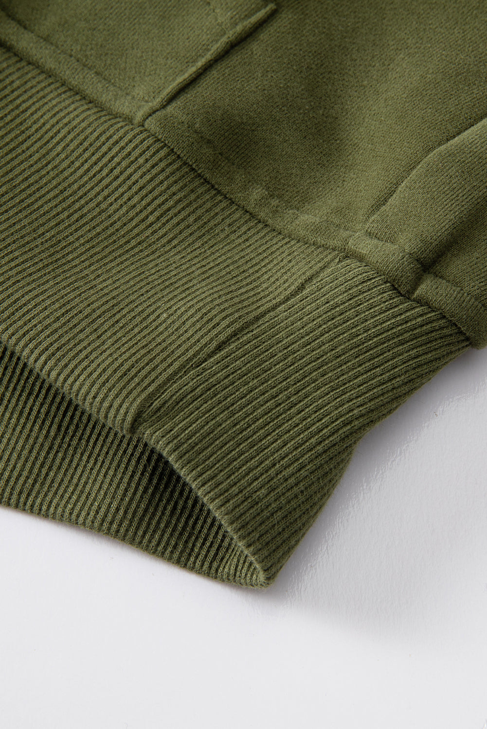 Green Zip Up Stand Collar Ribbed Thumbhole Sleeve Sweatshirt - The Fair Lady Shop