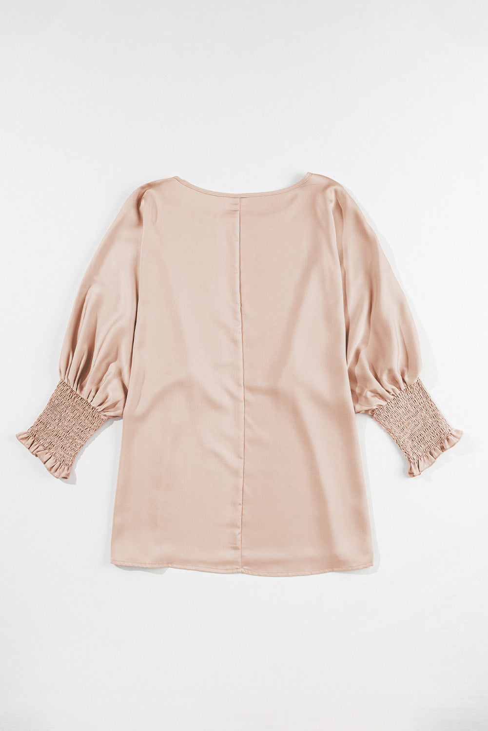 Smoke Gray Smocked Dolman Sleeve Satin Blouse - The Fair Lady Shop