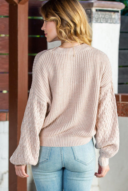 Verdant Chunky Knit Sleeve Drop Shoulder Sweater - The Fair Lady Shop