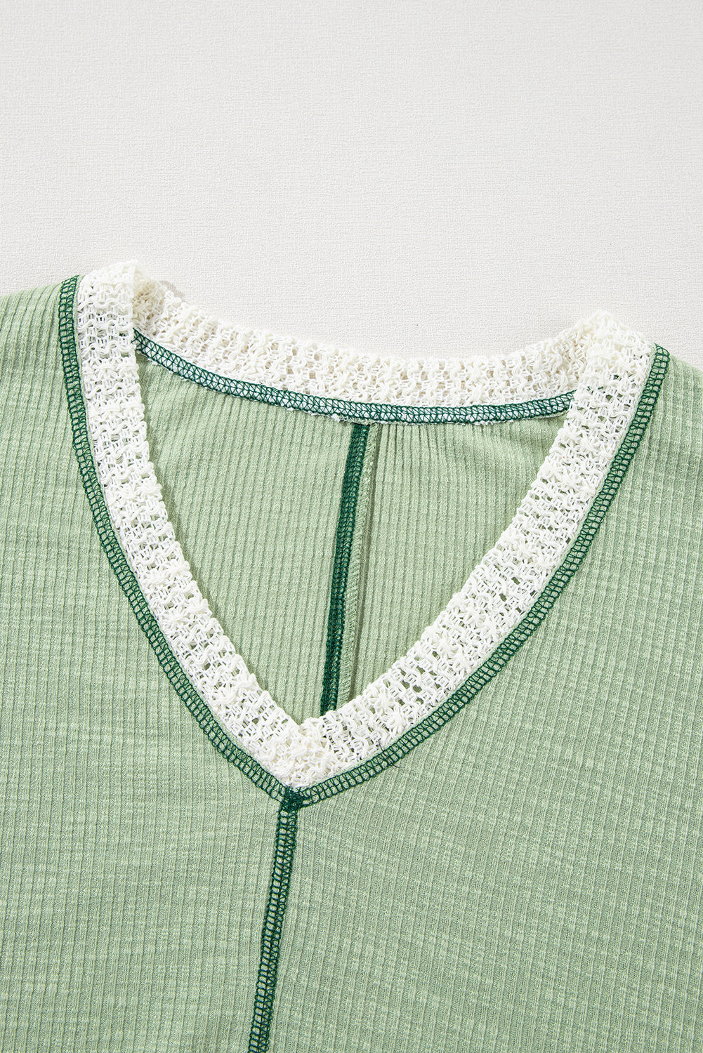 Grass Green Crochet Patchwork Exposed Seam High Low Loose Top - The Fair Lady Shop