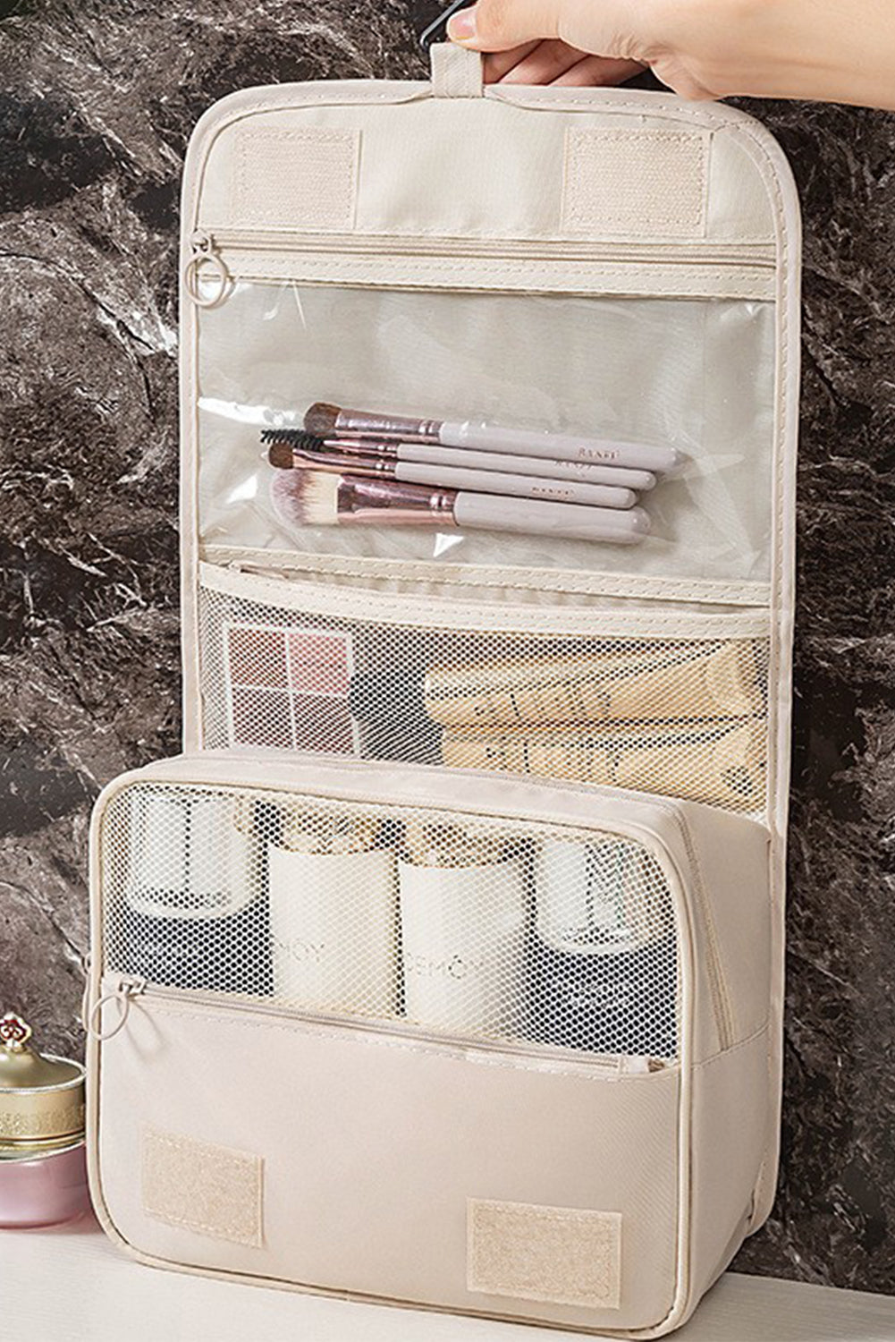 Apricot Multi-functional Make Up Organizer Travel Toiletry Bag - The Fair Lady Shop