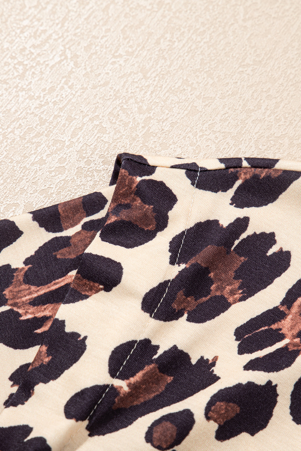 Khaki Cheetah Print Round Neck Loose Fit T Shirt - The Fair Lady Shop