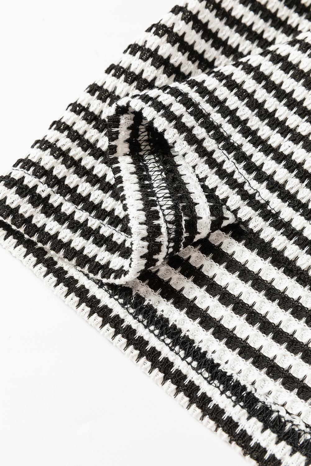 Black Striped Round Neck Drop Shoulder Long Sleeve Top - The Fair Lady Shop