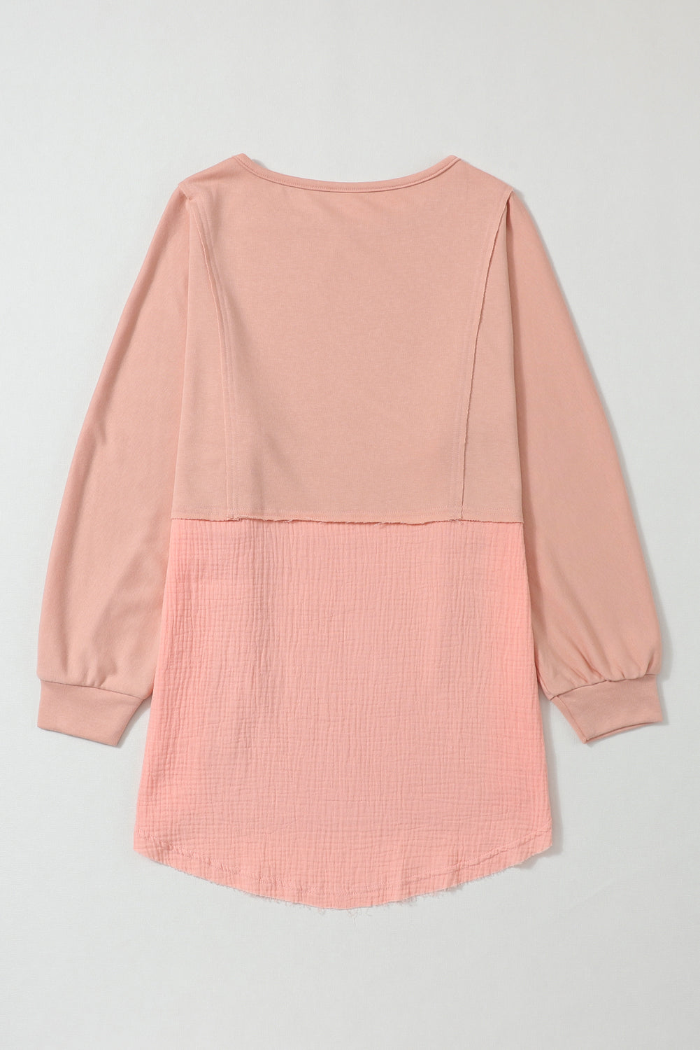 Orange Crinkled Patchwork Raw Hem Oversized Top - The Fair Lady Shop
