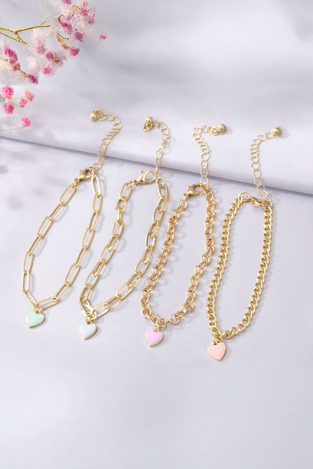 Gold Valentines Heart Multi Layer Adjustable Chain Bracelet - The Fair Lady Shop