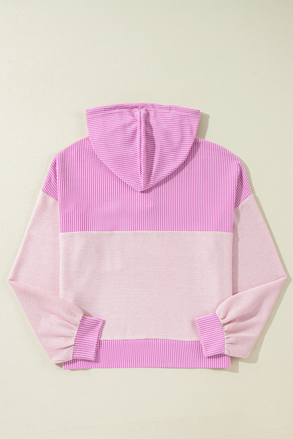 Light Pink Corded Patch Pocket Drawstring Henley Long Sleeve Tops - The Fair Lady Shop
