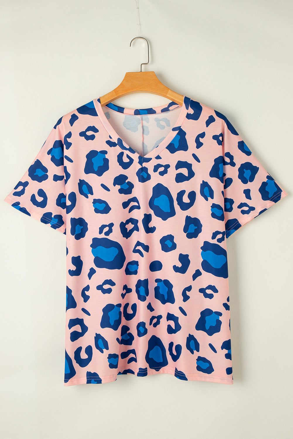 Pink Leopard Print V Neck Plus Size Tee - The Fair Lady Shop