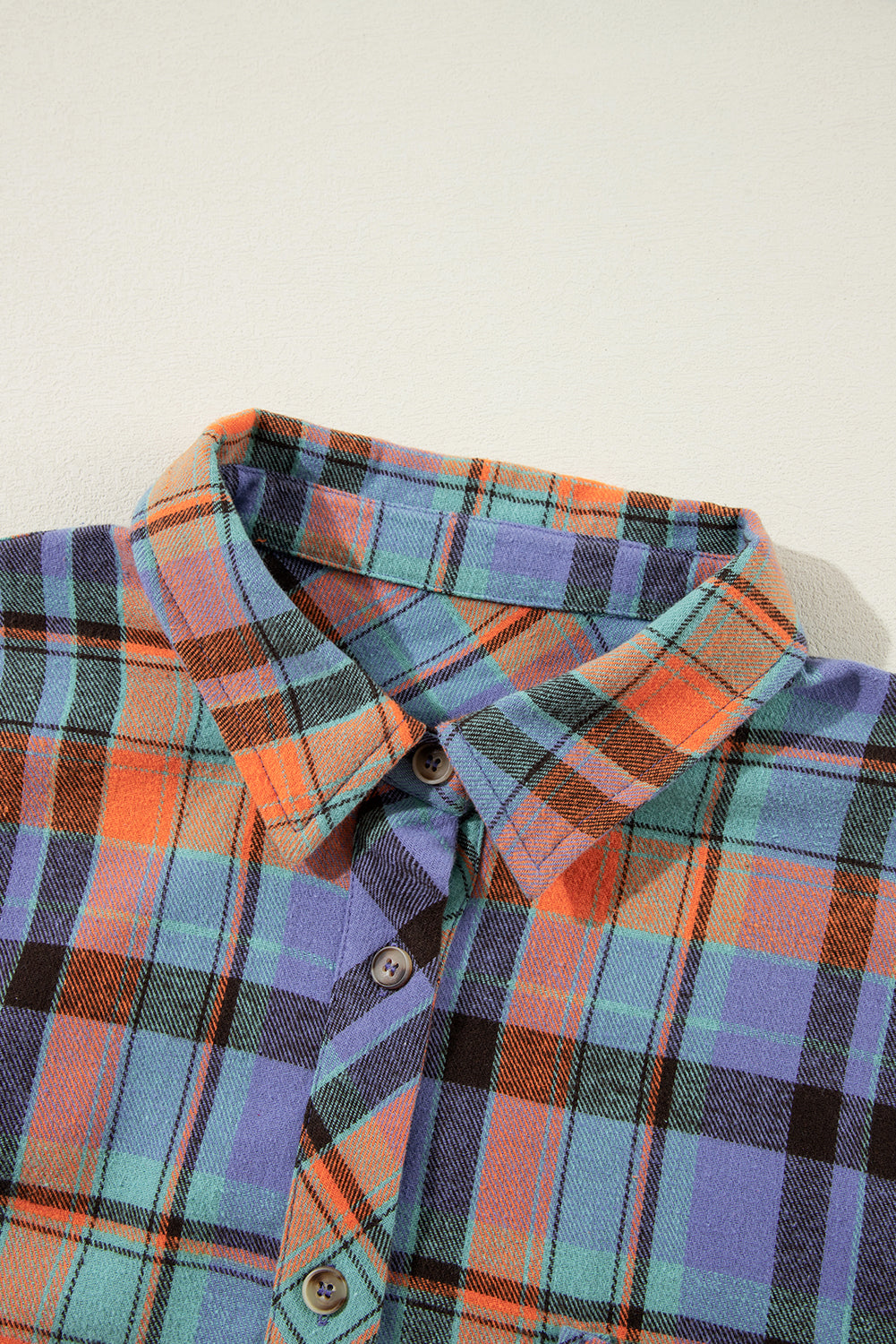 Orange Plaid Print Pocket Loose Shirt - The Fair Lady Shop