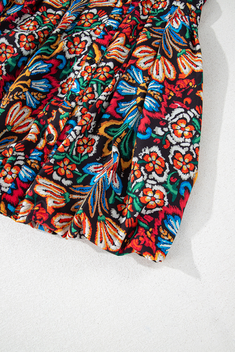 Multicolour Bohemian Floral Bubble Sleeve Dress - The Fair Lady Shop