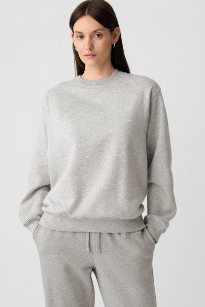 Burgundy Plain Drop Shoulder Crewneck Pullover Sweatshirt - The Fair Lady Shop