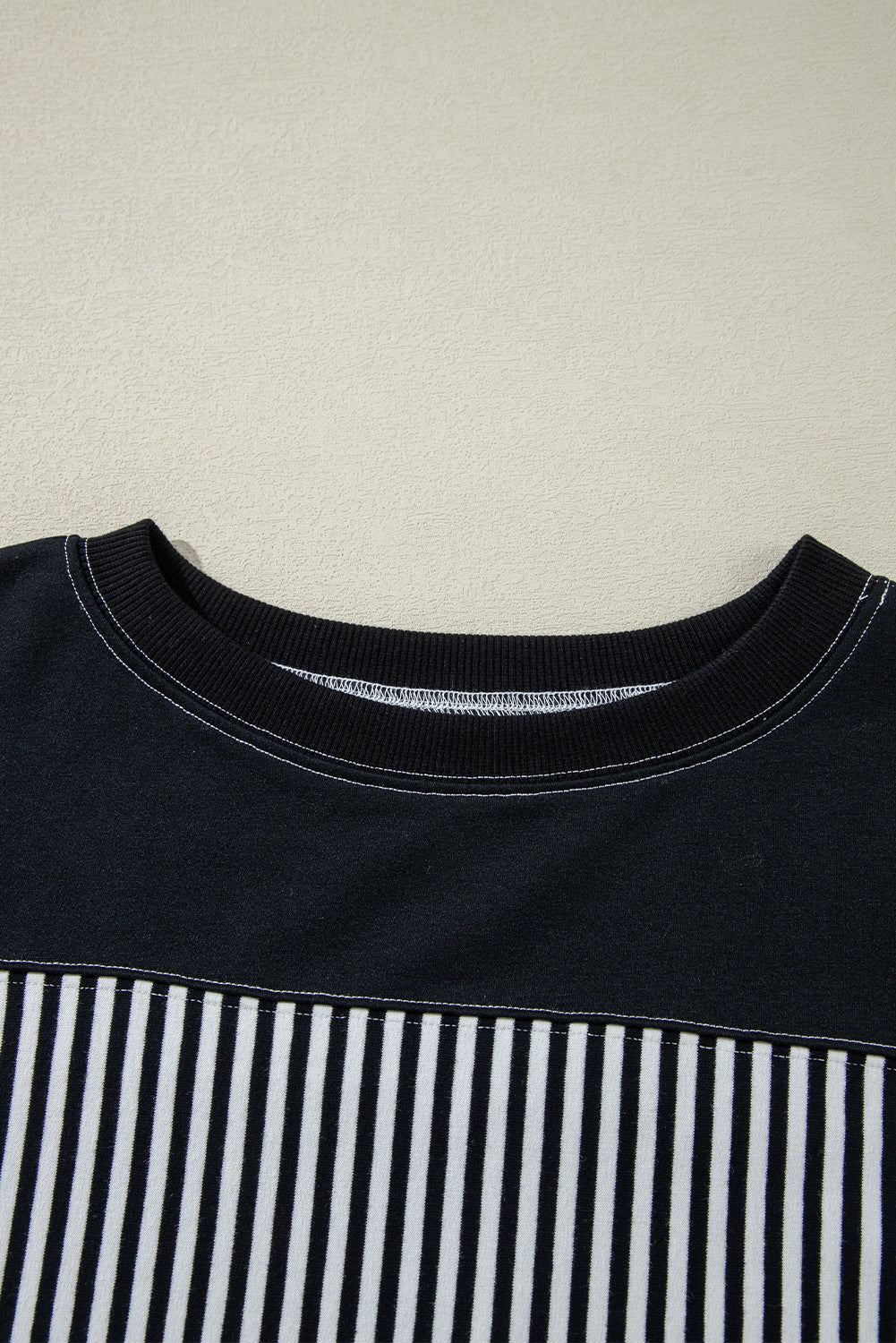 Black & White Striped Patchwork Oversized Tee - The Fair Lady Shop