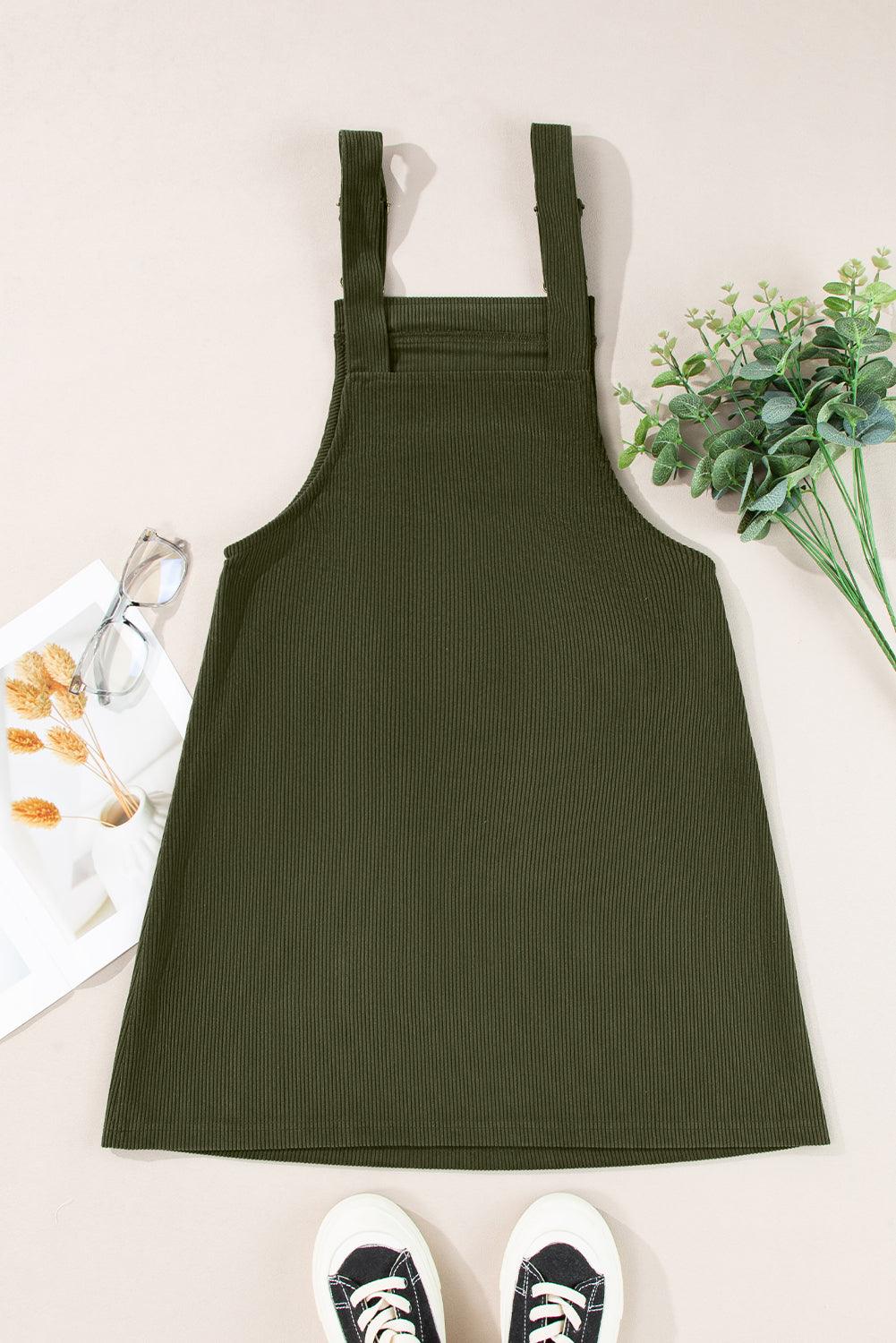 Cinnamon Corduroy Front Pockets Overall Dress - The Fair Lady Shop