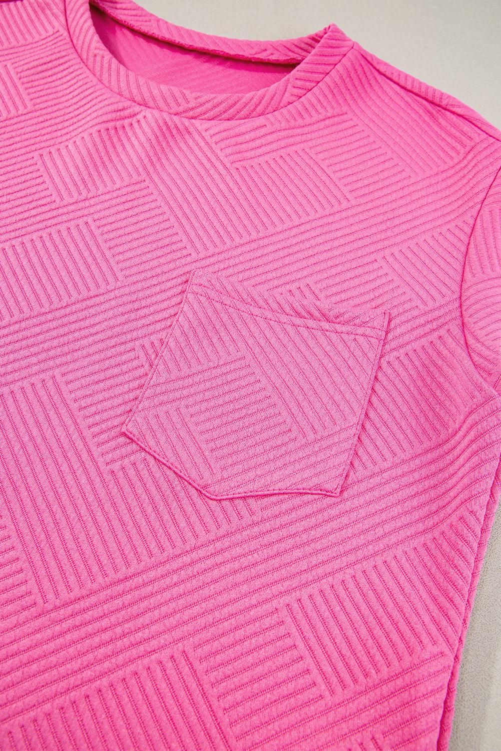 Sachet Pink Plain Textured Pocketed Mini Dress - The Fair Lady Shop