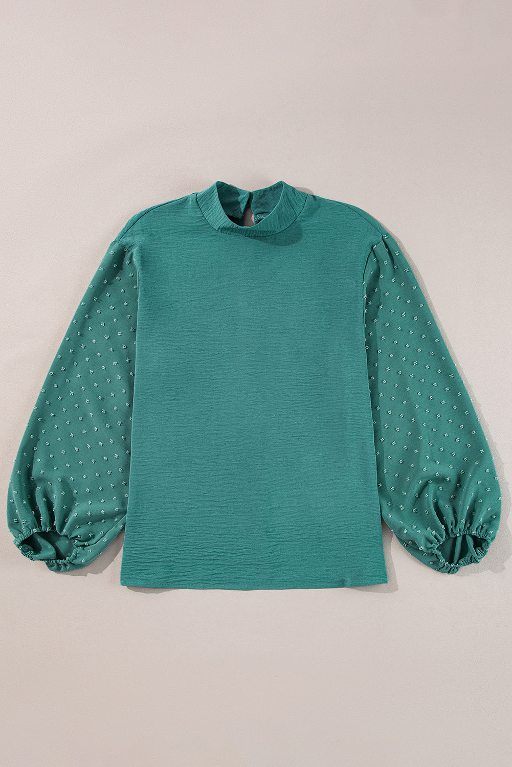 Skobeloff Swiss Dot Balloon Sleeve Patchwork Crinkle Blouse - The Fair Lady Shop