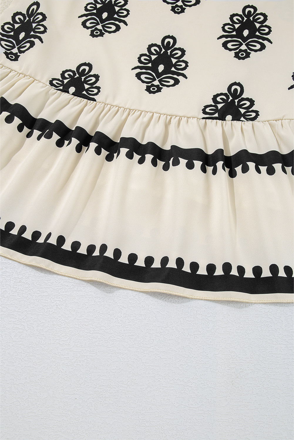 Beige Geometric Printed Sleeveless Hollowed Bowknot Back Mini Dress - The Fair Lady Shop