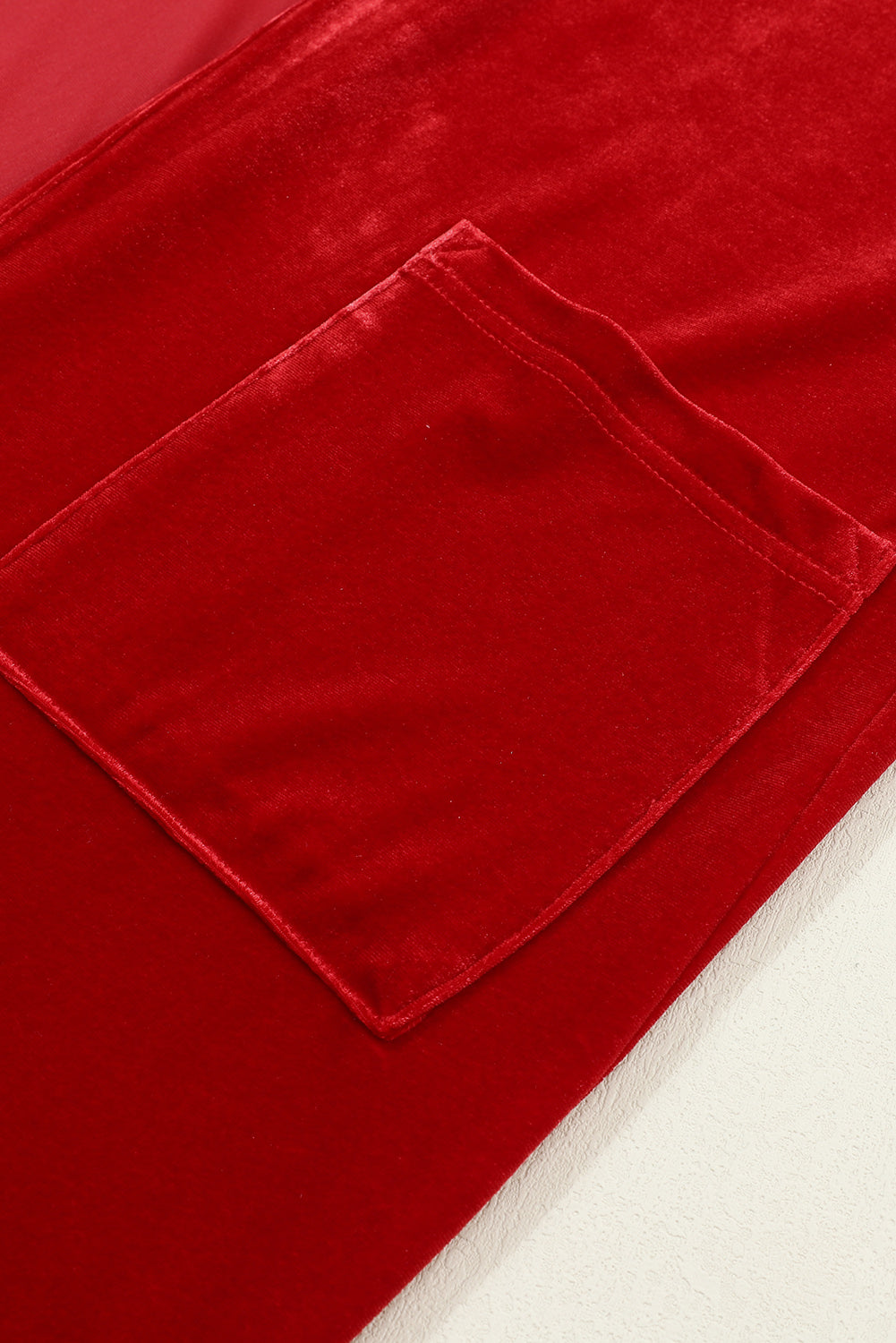 Red Velvet Elegant Open Front Pocket Long Cardigan - The Fair Lady Shop