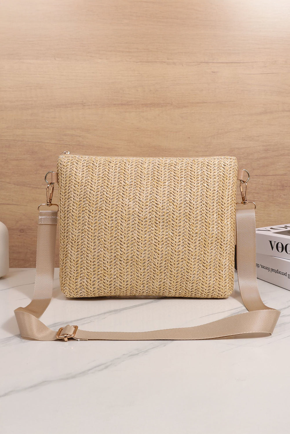Thai Curry Leather Pocket Patchwork Staw Woven Shoulder Bag - The Fair Lady Shop