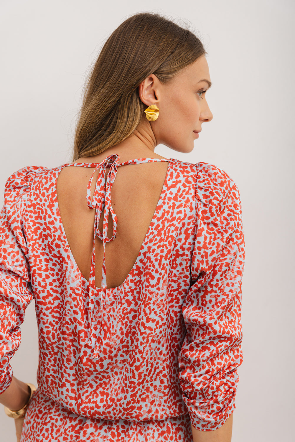 Tomato Red Leopard Print Side Slit Mini Dress - The Fair Lady Shop