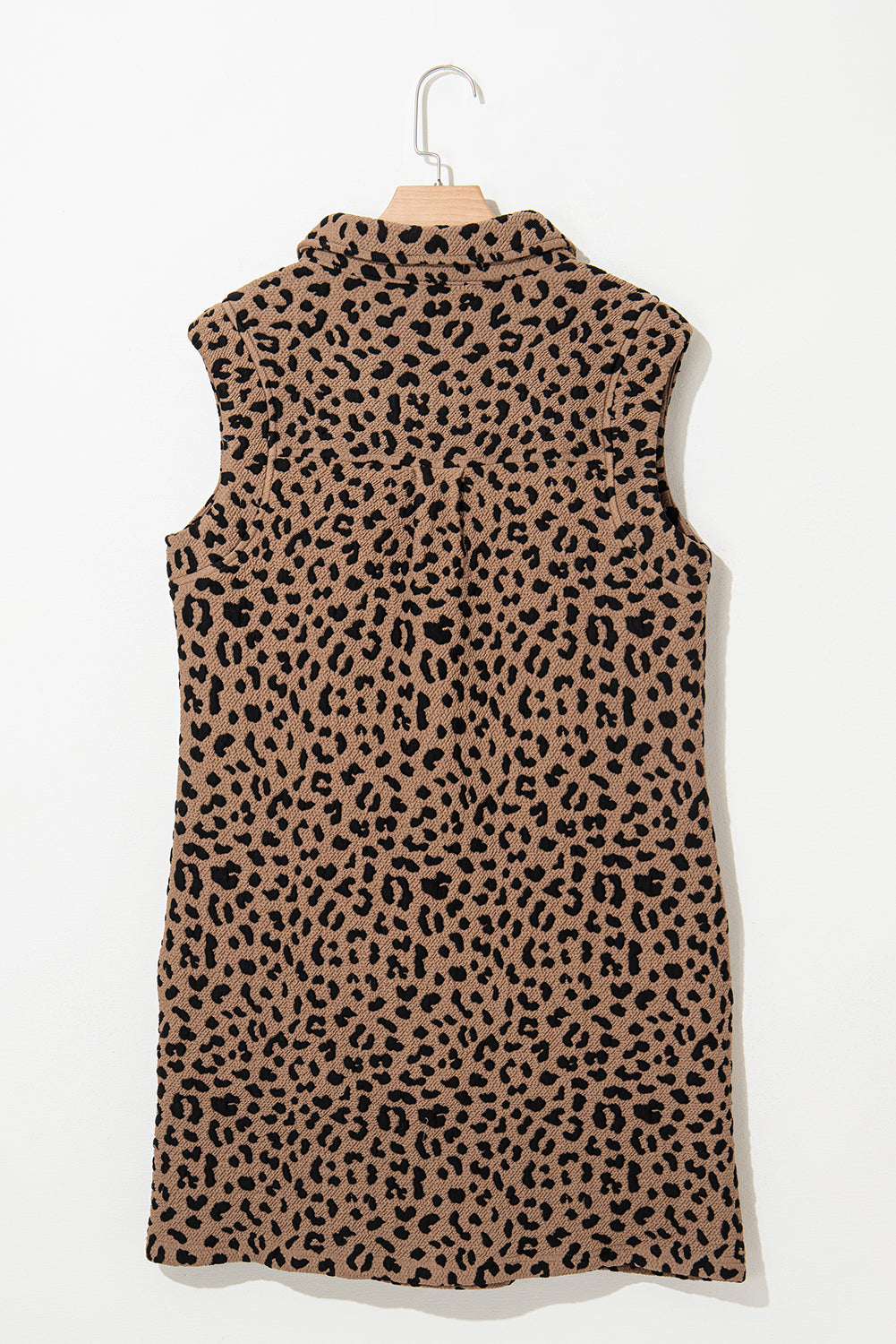 Khaki Leopard Print V Neck Sleeveless Collared Mini Dress - The Fair Lady Shop