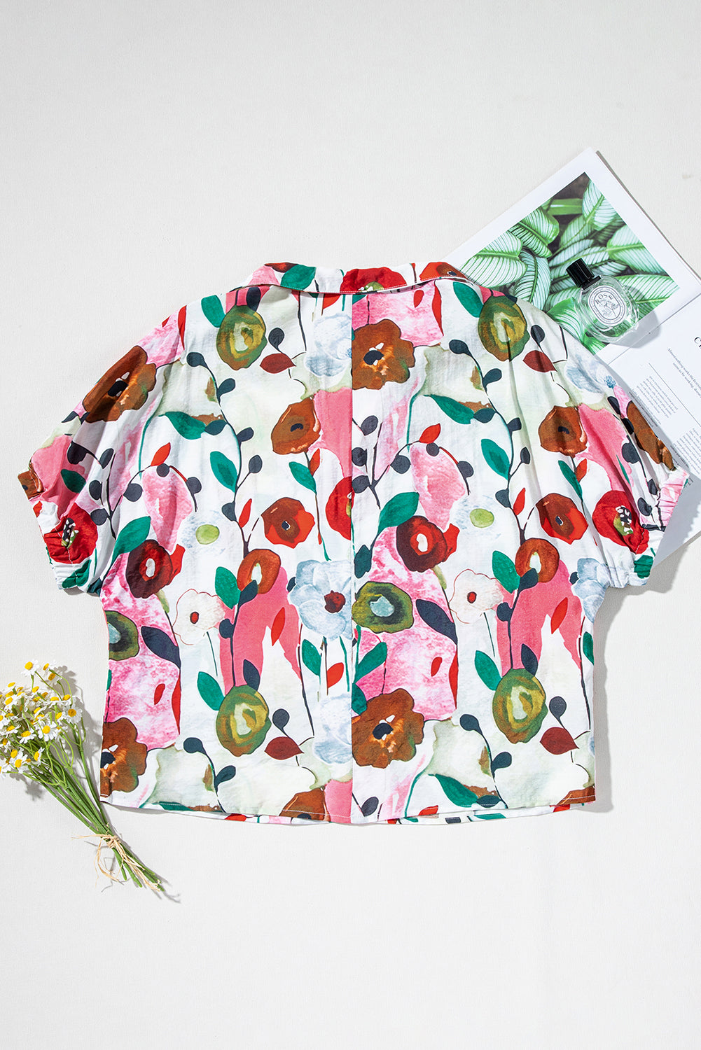 Pink V-Neck Floral Print Boho Blouse - The Fair Lady Shop