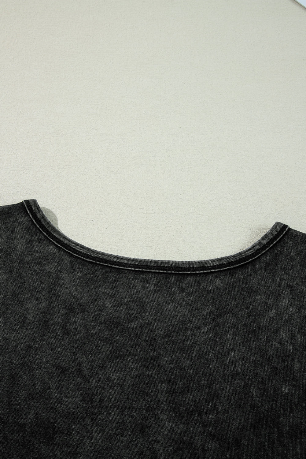 Black Vintage Stripe Sleeve Cotton T-shirt - The Fair Lady Shop