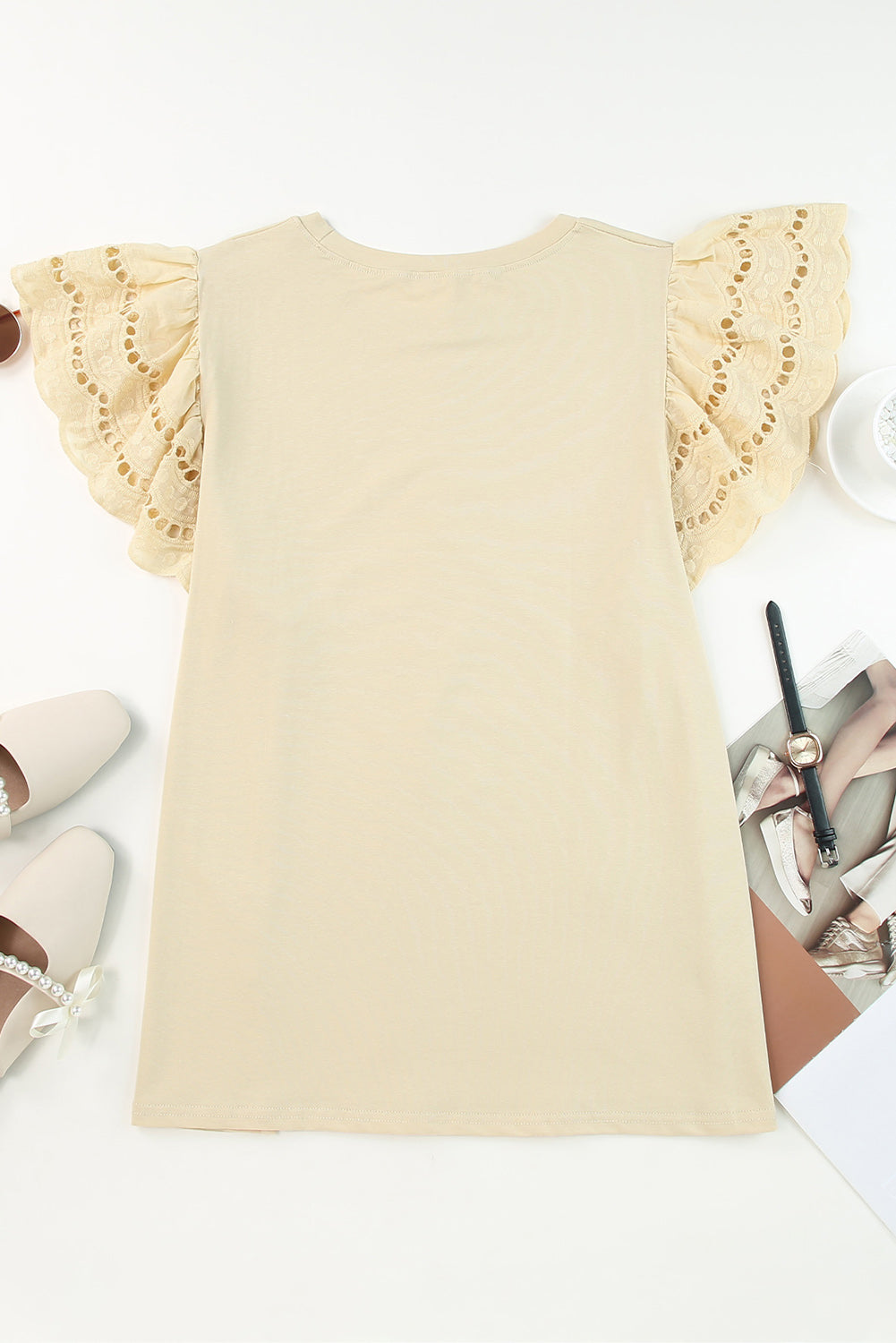 Apricot Plus Size Flutter Sleeve Top - The Fair Lady Shop