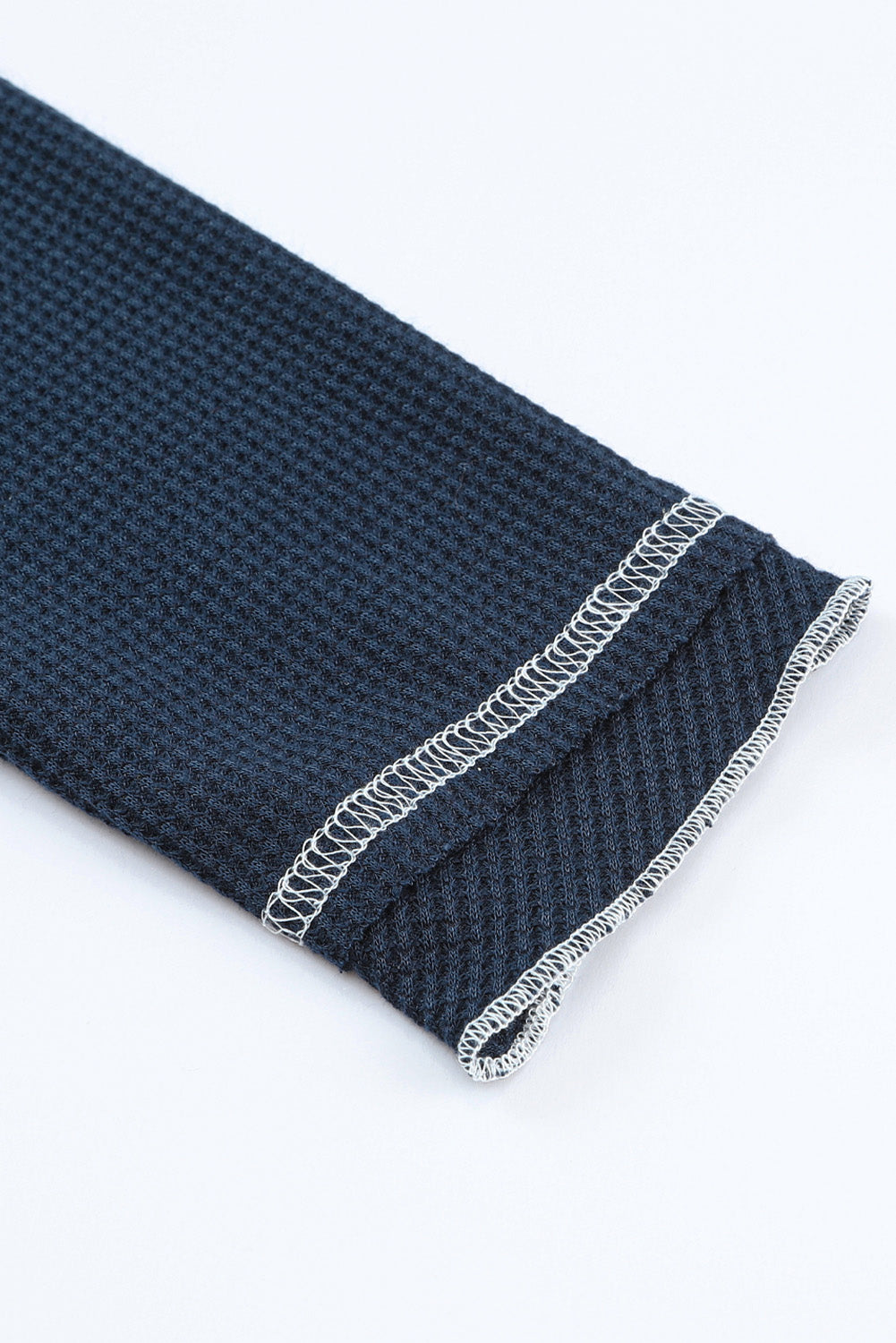 Blue Exposed Seam Textured Pullover Long Sleeve Top - The Fair Lady Shop