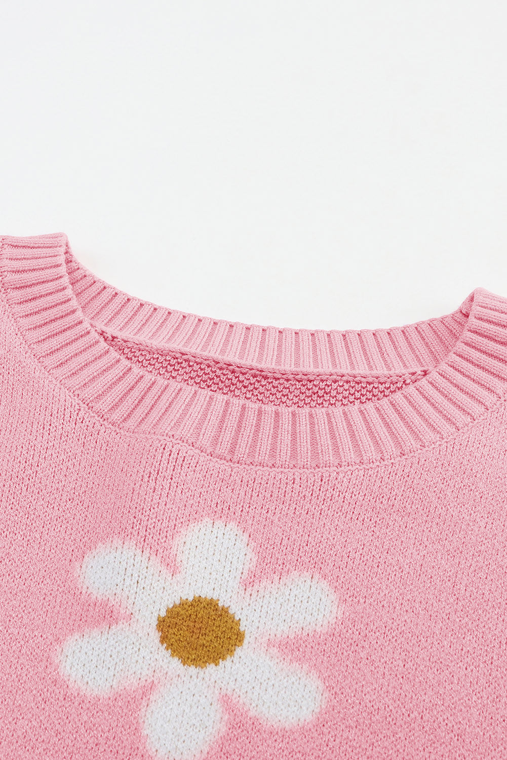 Pink 60s Floral Pattern Drop Shoulder Pullover Knit Sweater - The Fair Lady Shop