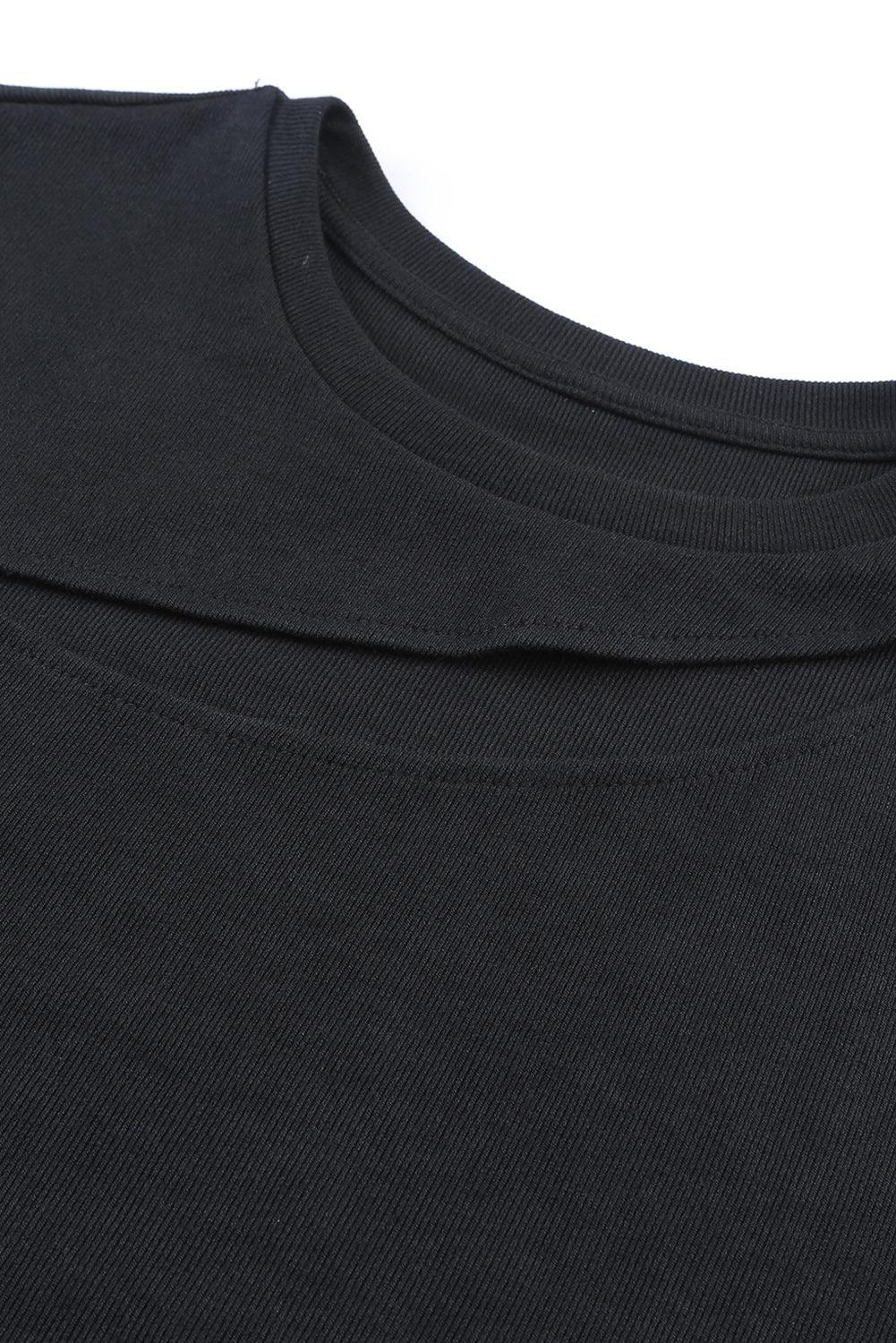 Black Solid Slash Cutout Summer Sleeveless Top - The Fair Lady Shop