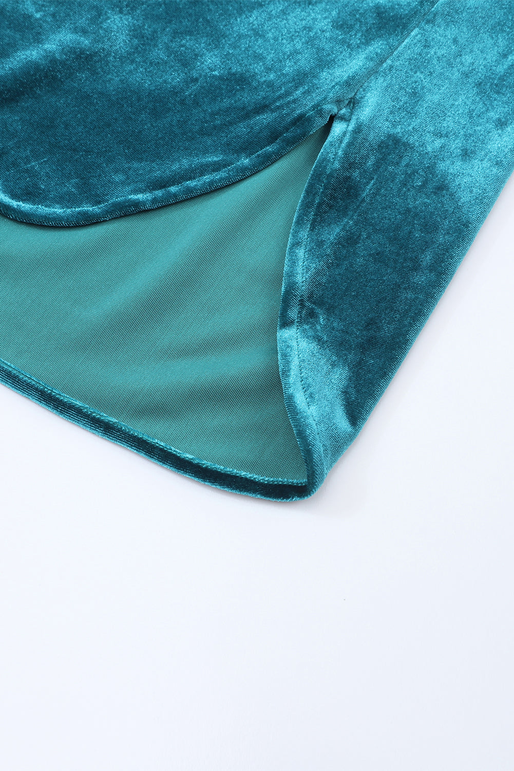 Green Frilled Neck Buttoned Front Velvet Top - The Fair Lady Shop
