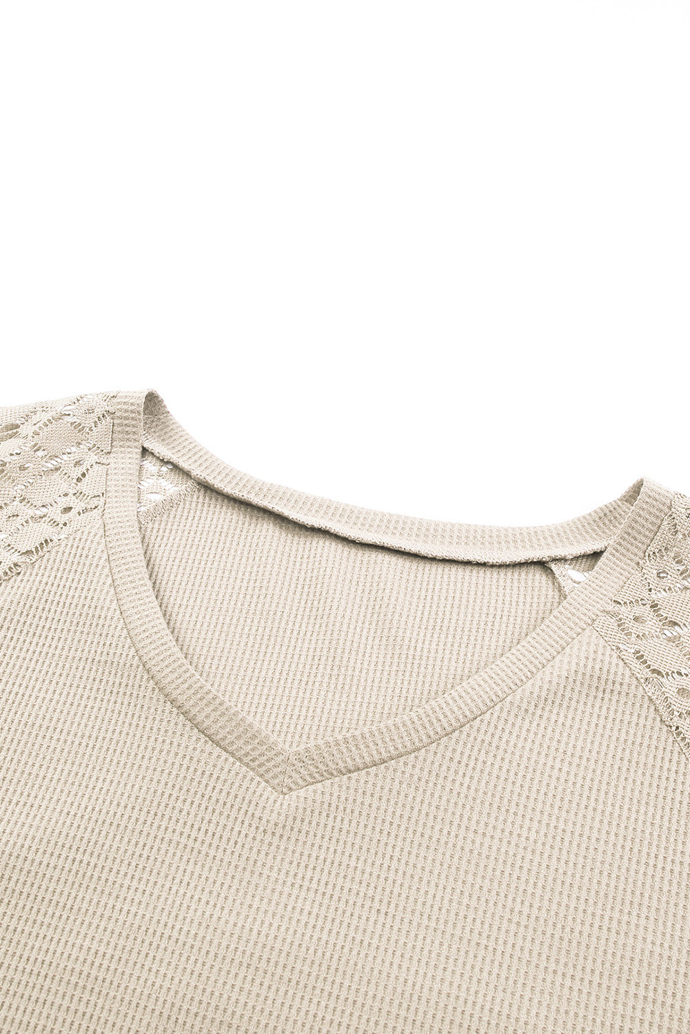 Apricot Mesh Sleeve V Neck Plus Size T Shirt - The Fair Lady Shop