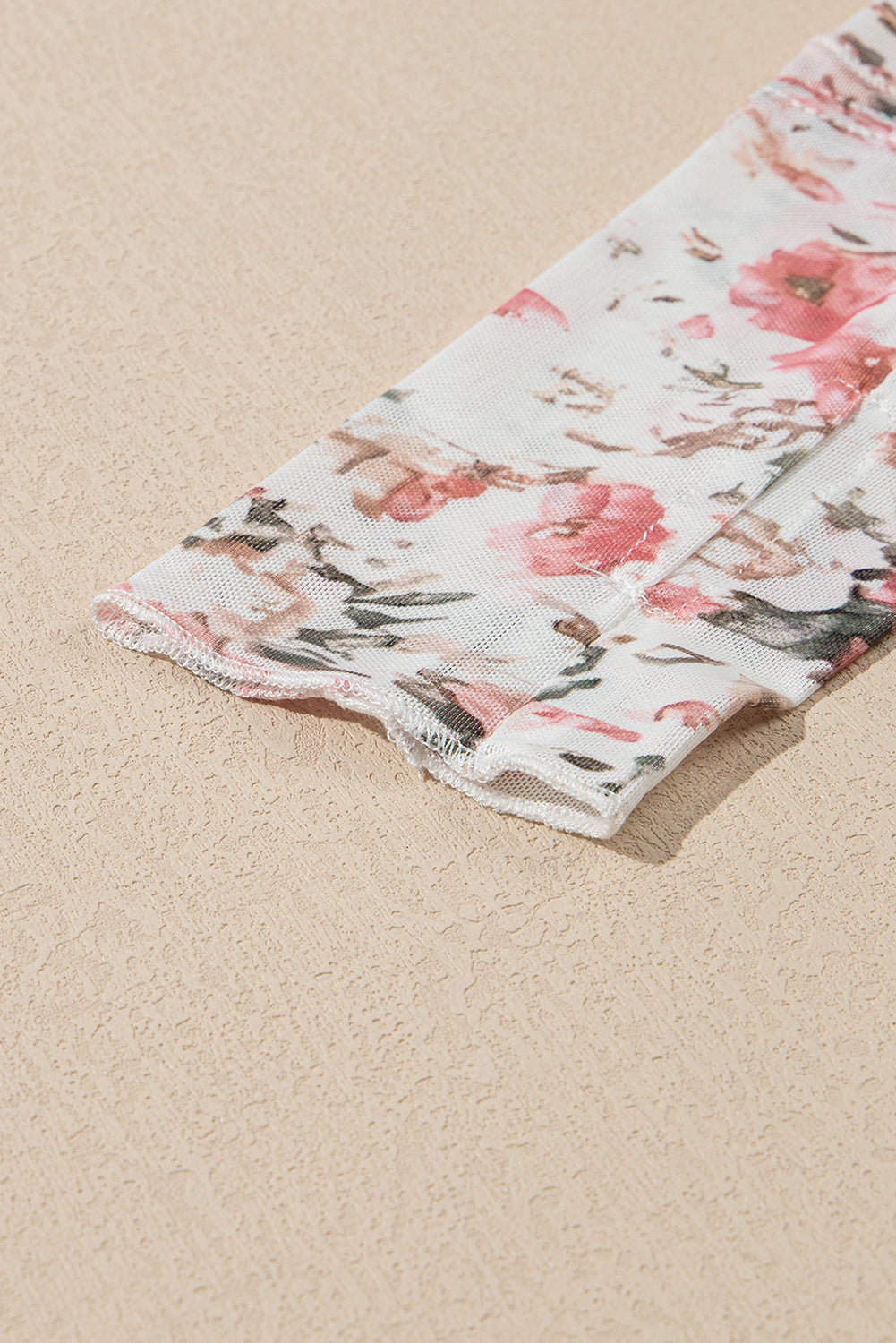 Pink Floral Print Mesh Mock Neck Slim Blouse - The Fair Lady Shop