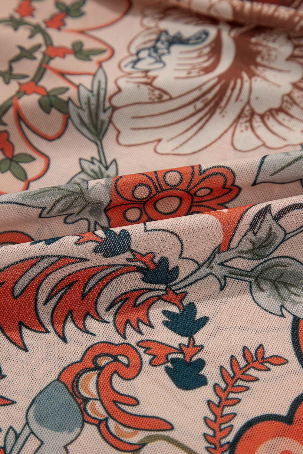 Orange Floral Bell Sleeve Pleated Blouse - The Fair Lady Shop