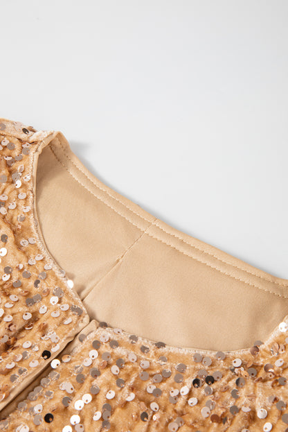 Golden Fleece Sequin Open Front Collarless Jacket - The Fair Lady Shop