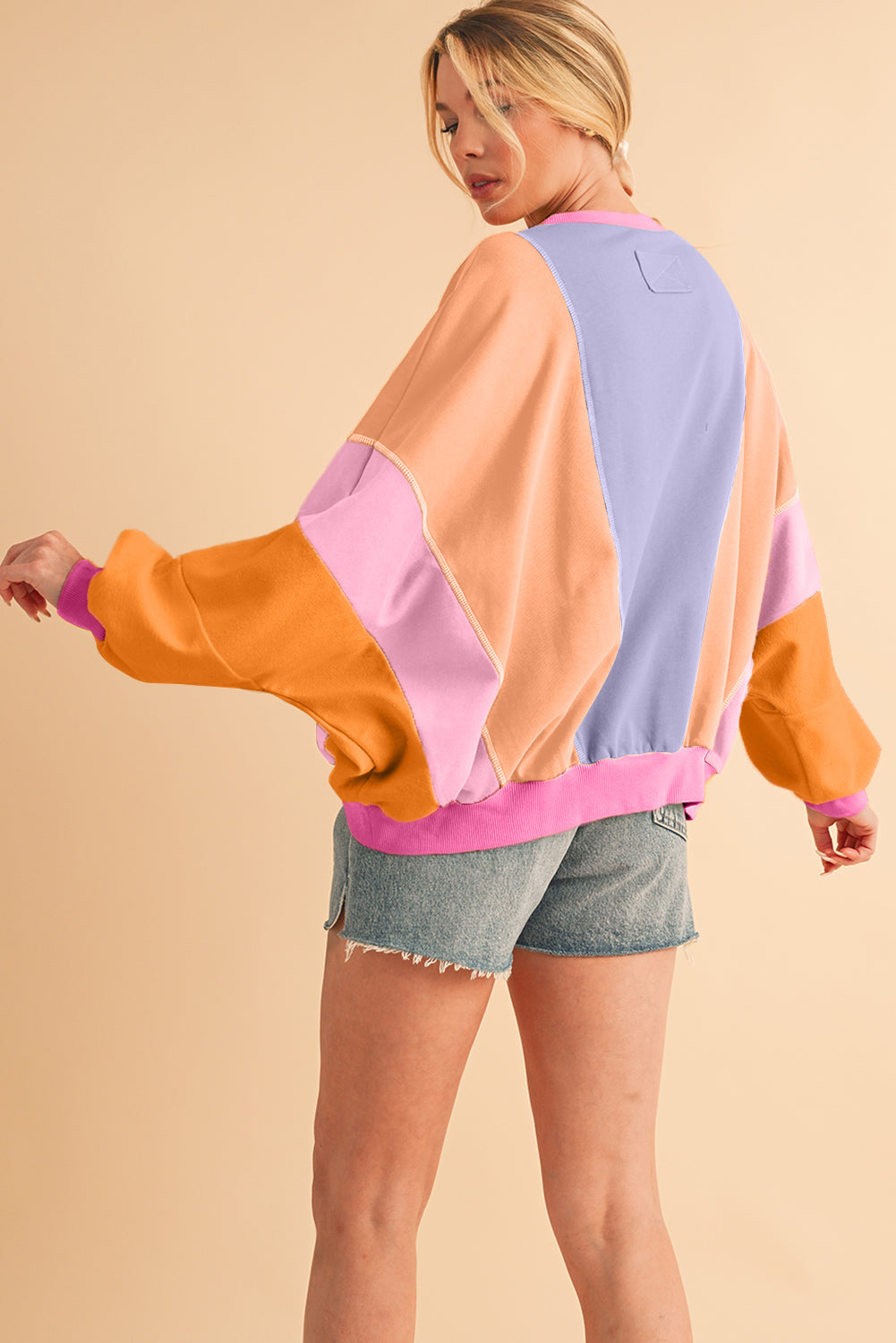Orchid Petal Colorblock Patchwork Drop Shoulder Top - The Fair Lady Shop