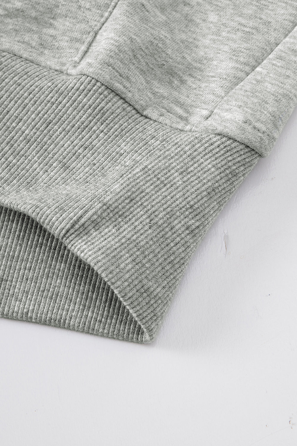 Gray Zip Up Stand Collar Ribbed Thumbhole Sleeve Sweatshirt - The Fair Lady Shop