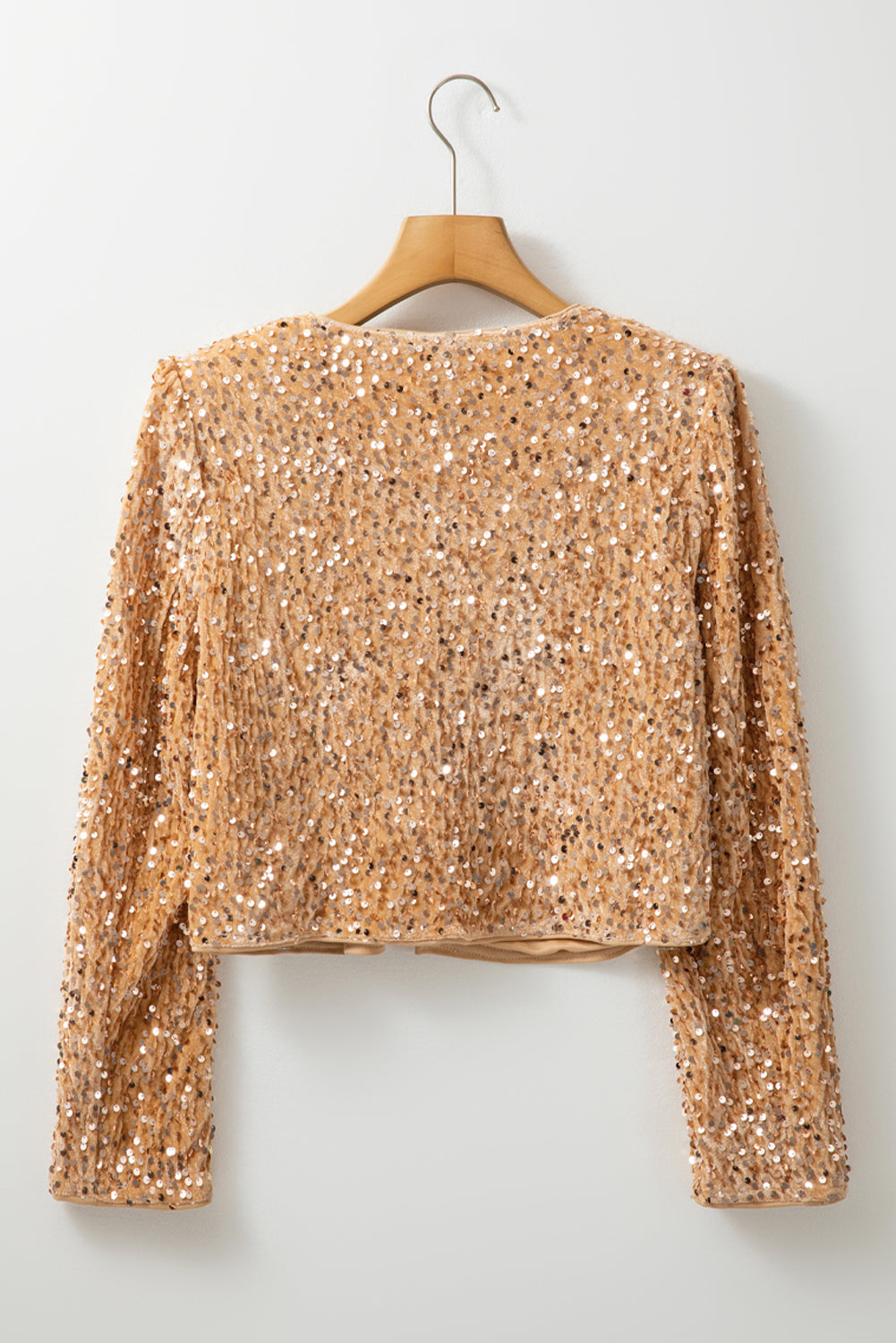 Golden Fleece Sequin Open Front Collarless Jacket - The Fair Lady Shop