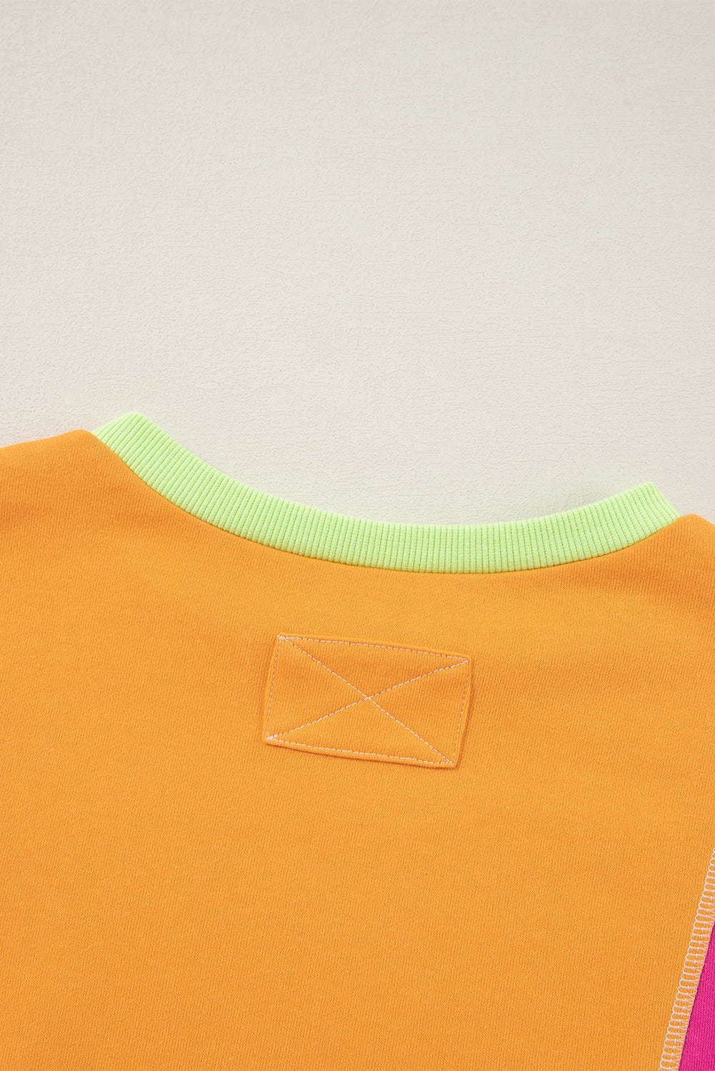Grapefruit Orange Colorblock Patchwork Drop Shoulder Top - The Fair Lady Shop