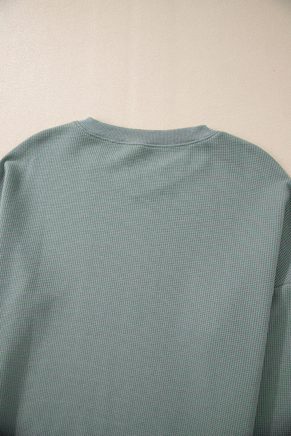 Clearly Aqua Waffle Knit Drop Shoulder V Neck Top - The Fair Lady Shop