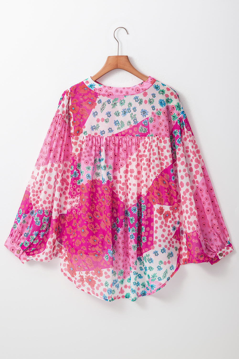 Rose Red Floral Print Dolman Sleeve Blouse - The Fair Lady Shop