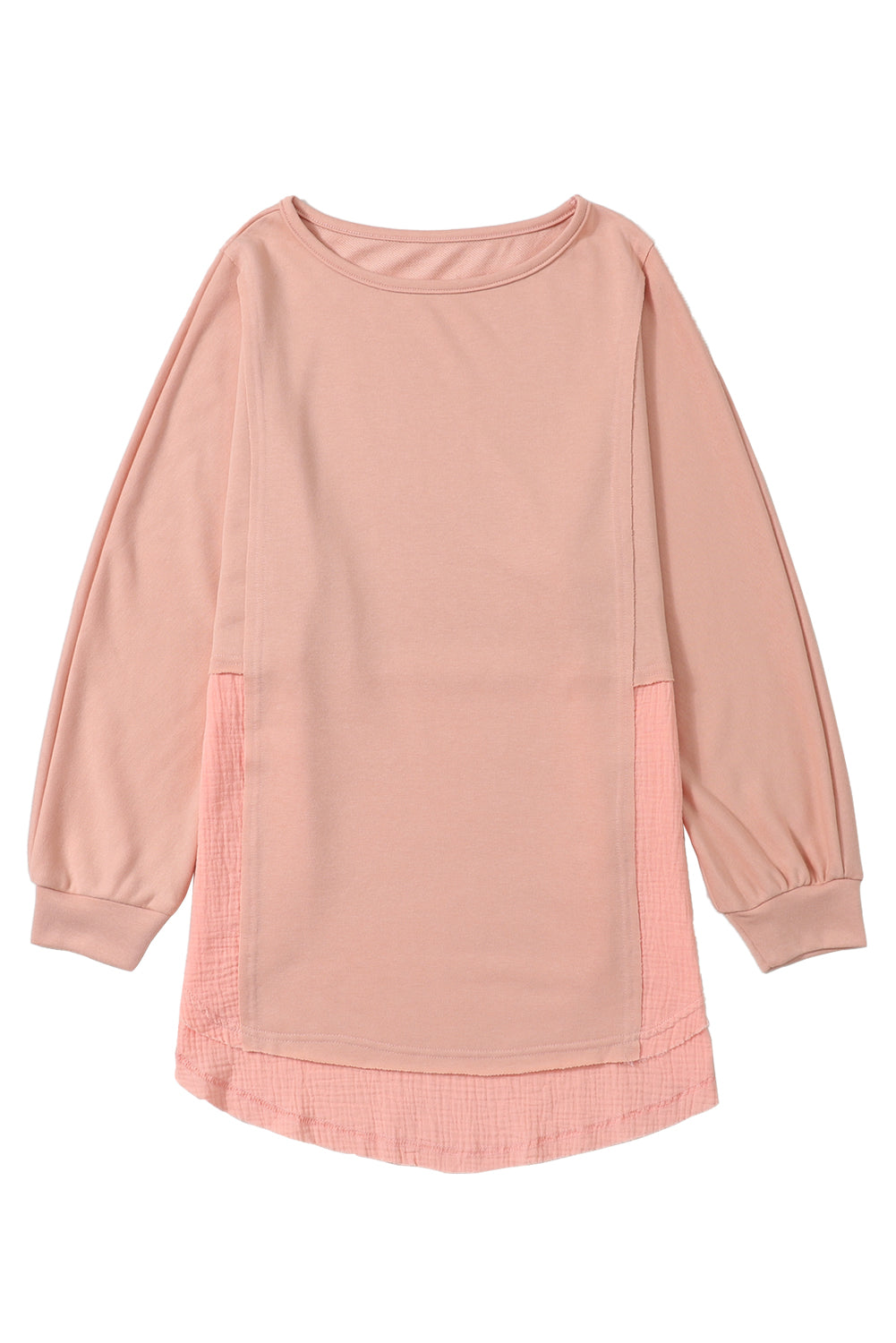 Orange Crinkled Patchwork Raw Hem Oversized Top - The Fair Lady Shop