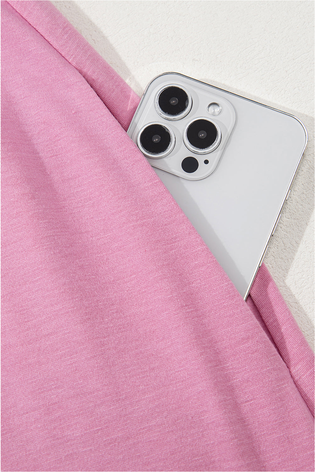 Pink Solid Color Short Sleeve High Waist Pocketed Midi Dress - The Fair Lady Shop