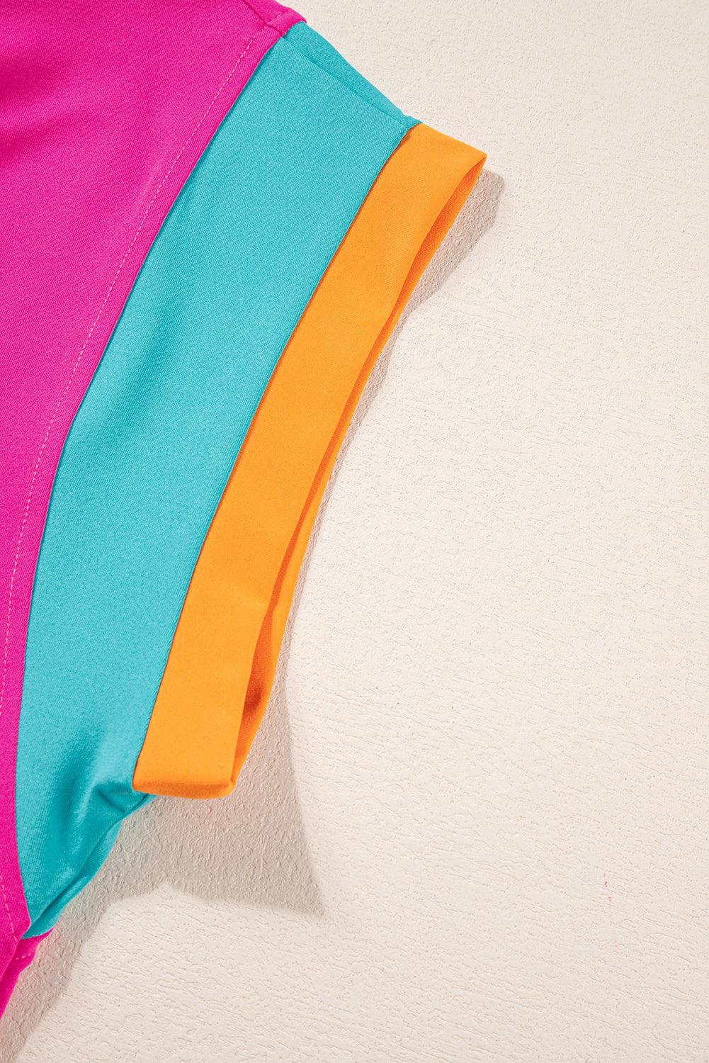 Chestnut Colorblock Cap Sleeve Tee and Wide Leg Pants Set - The Fair Lady Shop